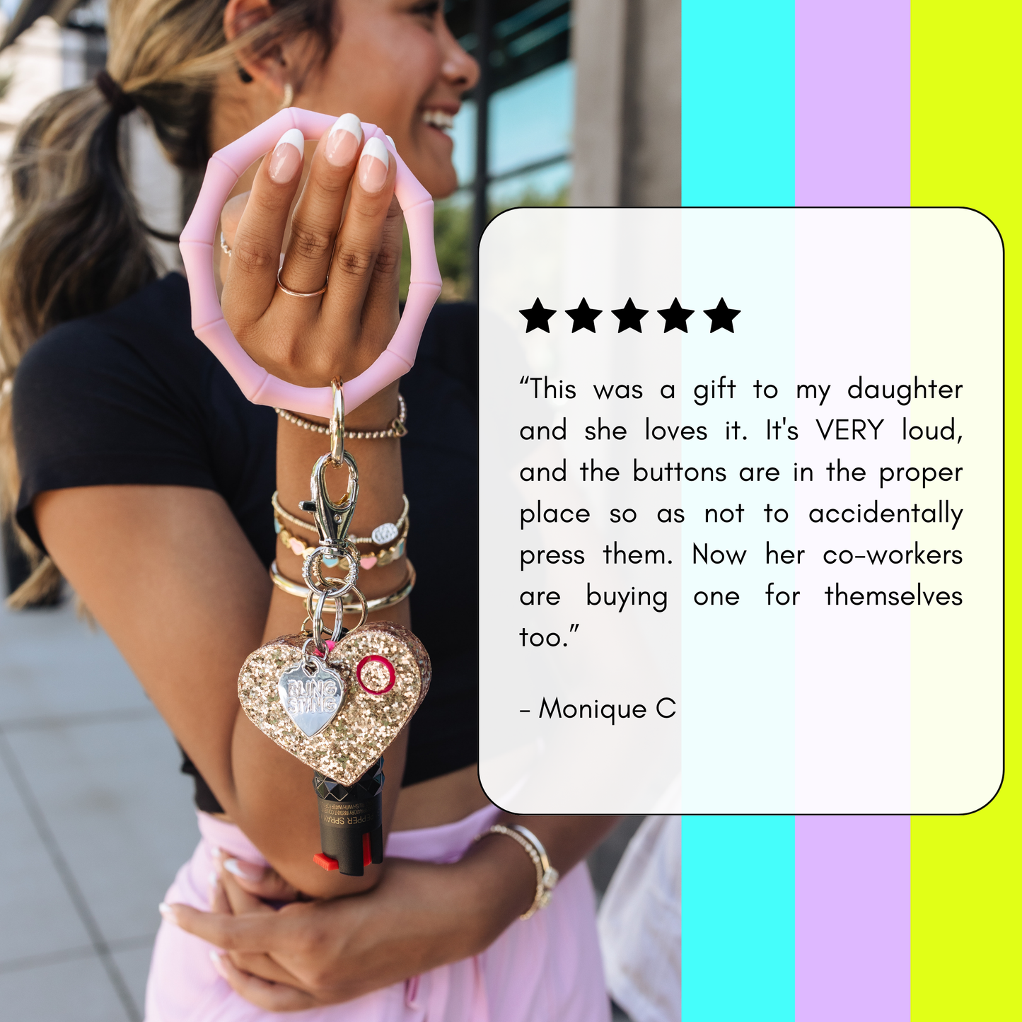 Safety Alarm | Rose Gold Glitter Heart