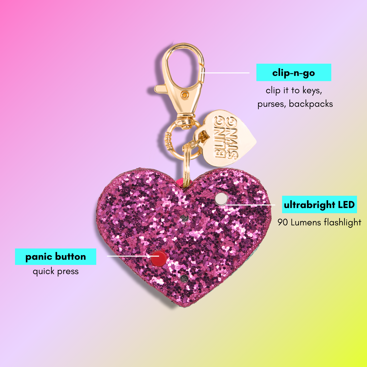 Safety Alarm | Pink Glitter